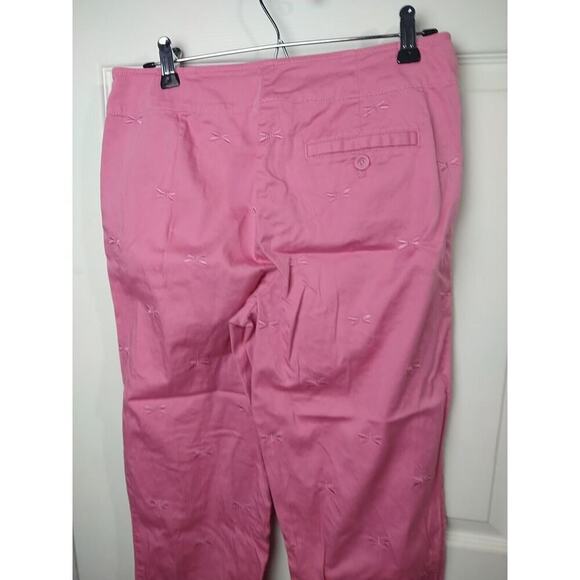 Talbots 8 Pink Stretch Dragonfly Pocket Flat Front Capri Pants - Picture 10 of 11
